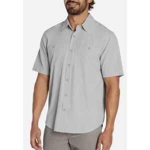 Orvis Shirt Mens X Large Gray Plaid Short Sleeve Tech Shirt UPF 30 Quick Dry